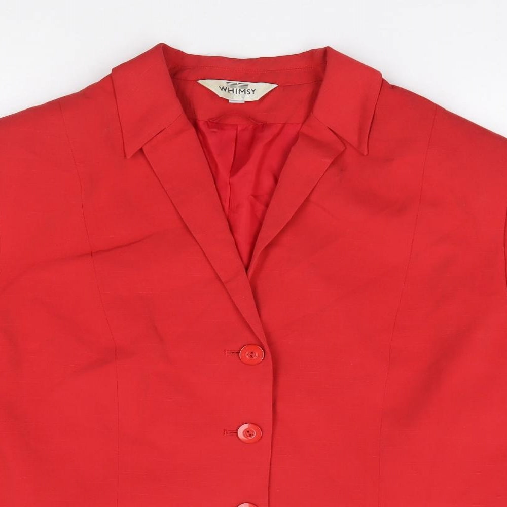 Whimsy Womens Red  Polyester Jacket Suit Jacket Size 16