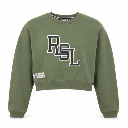 Russell Athletic Womens Green  Cotton Pullover Sweatshirt Size S   - Cropped. RSL