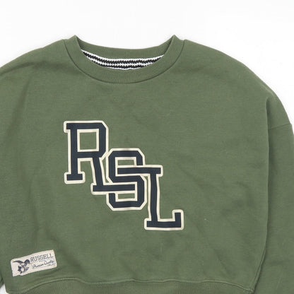 Russell Athletic Womens Green  Cotton Pullover Sweatshirt Size S   - Cropped. RSL