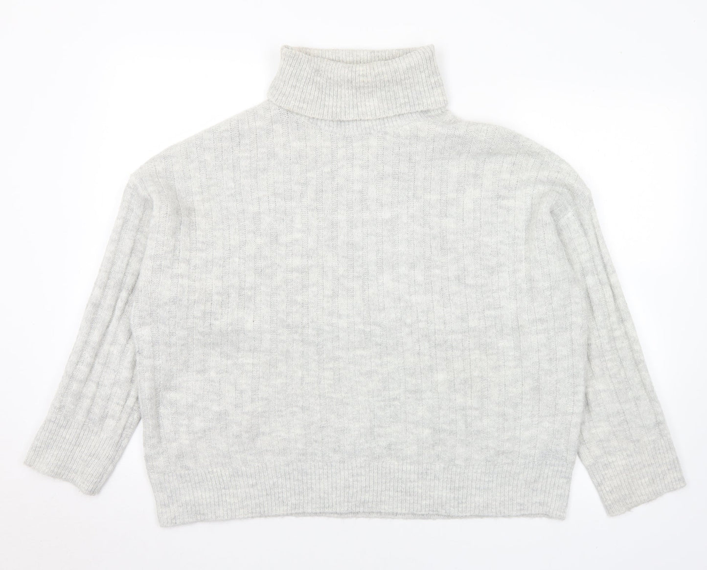 George Womens Grey Roll Neck  Acrylic Pullover Jumper Size M