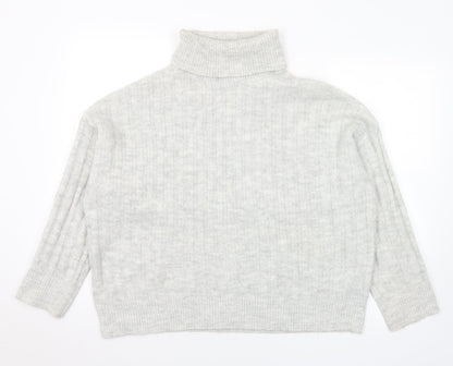 George Womens Grey Roll Neck  Acrylic Pullover Jumper Size M
