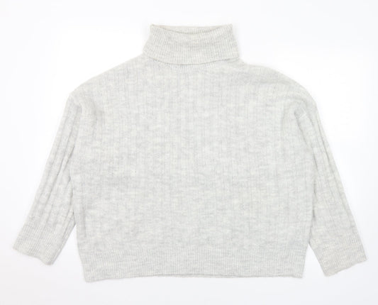George Womens Grey Roll Neck  Acrylic Pullover Jumper Size M