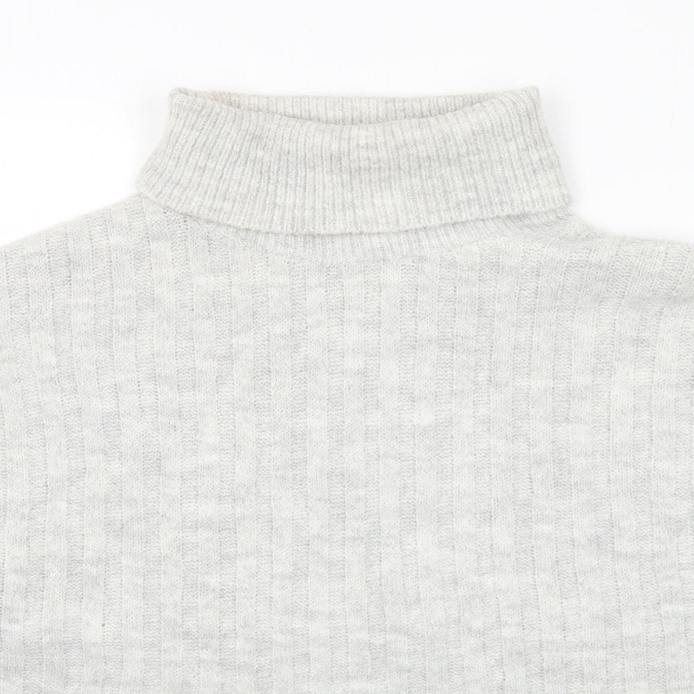 George Womens Grey Roll Neck  Acrylic Pullover Jumper Size M