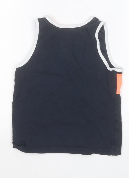 F&F Boys Blue  Polyester Basic Tank Size 5 Years Round Neck