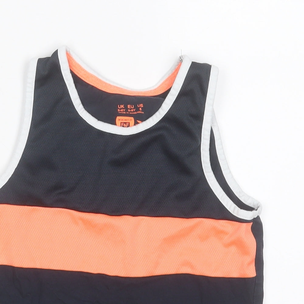 F&F Boys Blue  Polyester Basic Tank Size 5 Years Round Neck