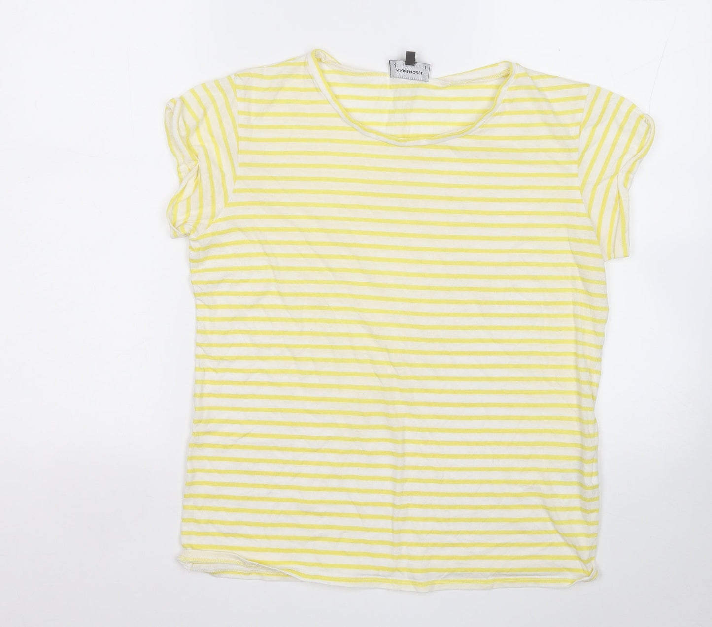 Womens UK Size 12 Warehouse Yellow Basic T-Shirt