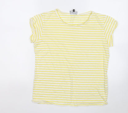 Womens UK Size 12 Warehouse Yellow Basic T-Shirt