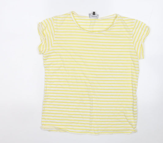 Womens UK Size 12 Warehouse Yellow Basic T-Shirt
