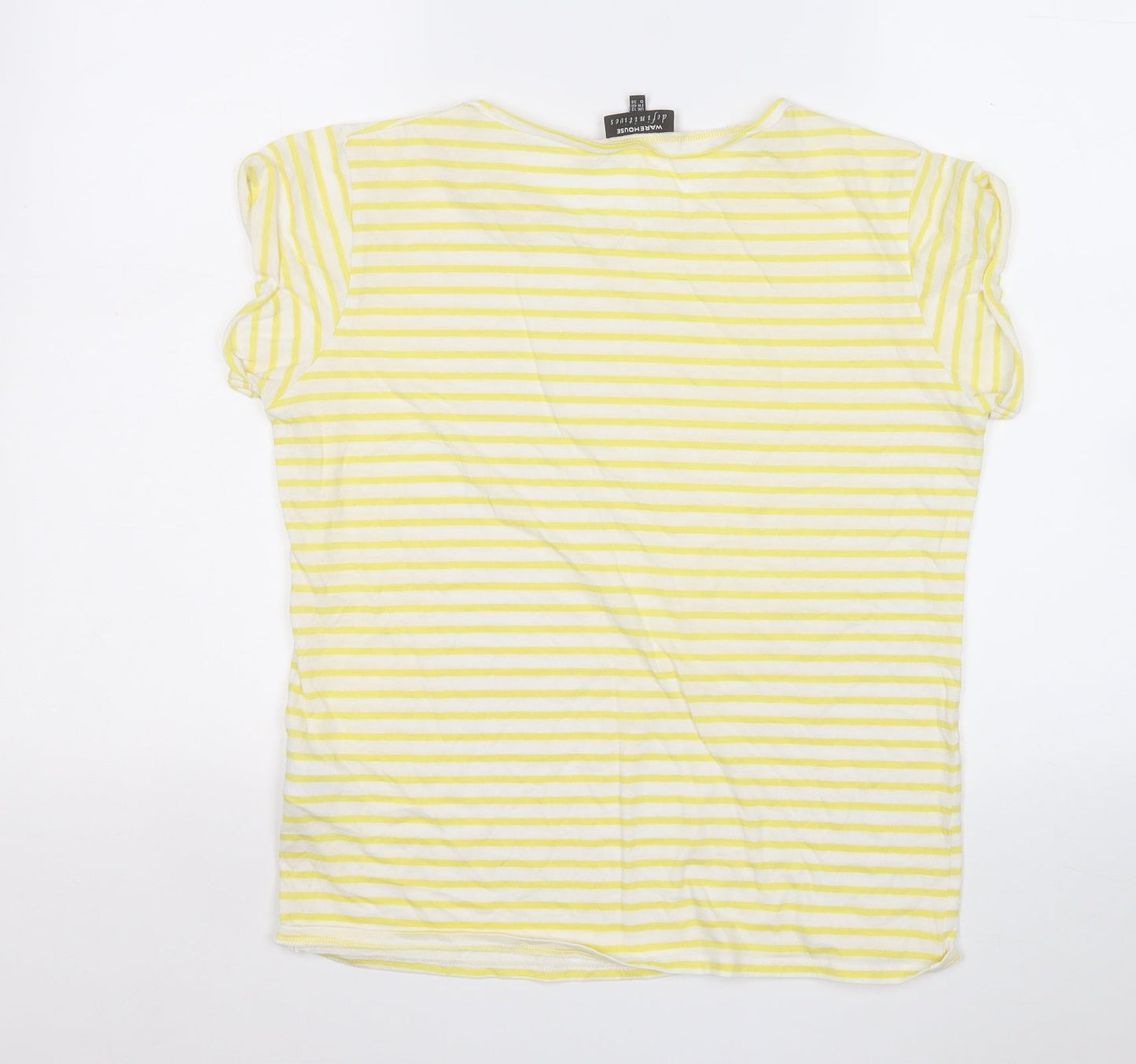 Womens UK Size 12 Warehouse Yellow Basic T-Shirt