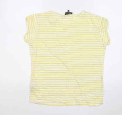 Womens UK Size 12 Warehouse Yellow Basic T-Shirt