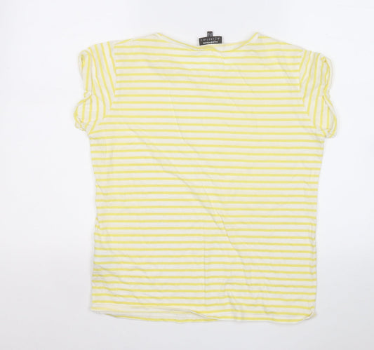 Womens UK Size 12 Warehouse Yellow Basic T-Shirt