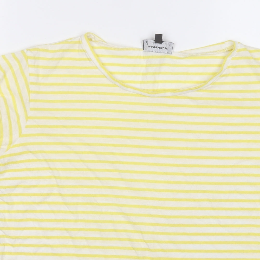 Womens UK Size 12 Warehouse Yellow Basic T-Shirt