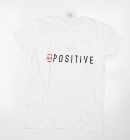 Fruit of the Loom Womens White  Cotton Basic T-Shirt Size S Round Neck - B Positive
