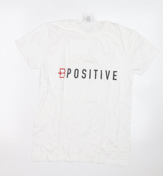 Fruit of the Loom Womens White  Cotton Basic T-Shirt Size S Round Neck - B Positive