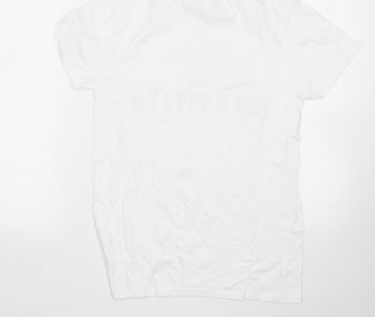 Fruit of the Loom Womens White  Cotton Basic T-Shirt Size S Round Neck - B Positive
