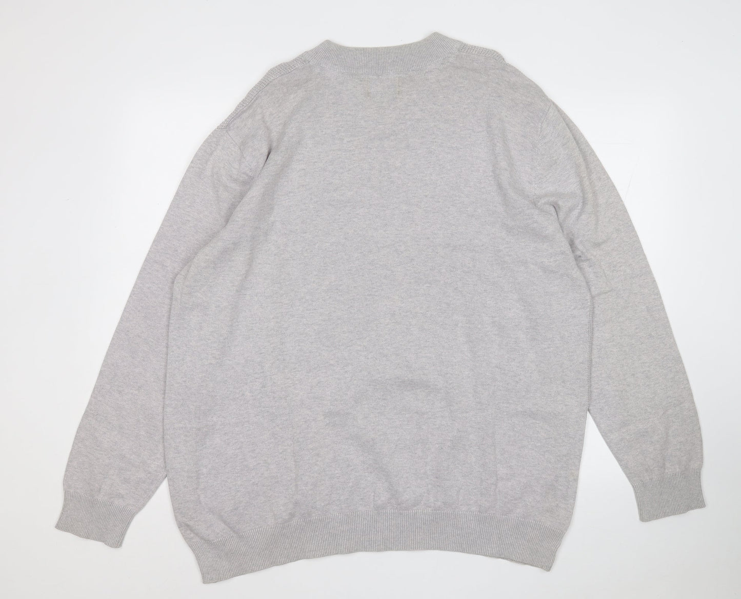 George Mens Grey Round Neck  Cotton Pullover Jumper Size 2XL