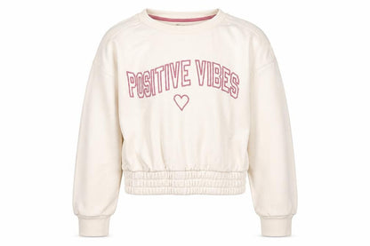 Primark Girls Beige  Cotton Pullover Sweatshirt Size 7-8 Years   - Positive Vibes