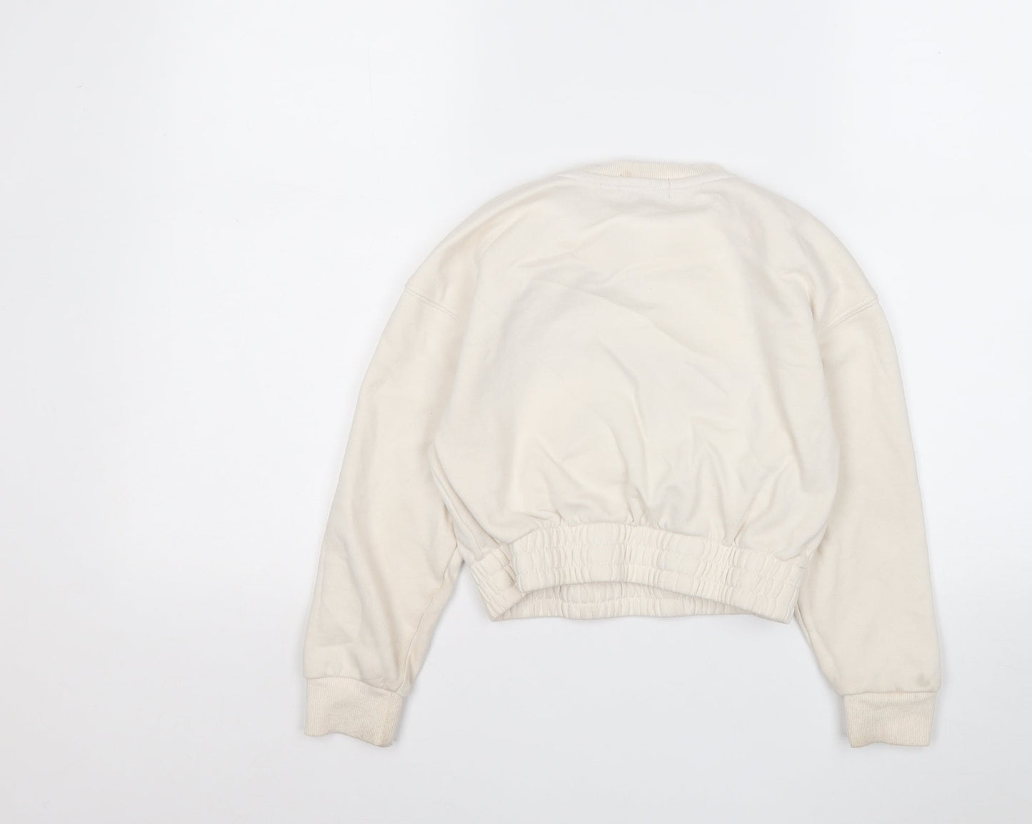 Primark Girls Beige  Cotton Pullover Sweatshirt Size 7-8 Years   - Positive Vibes