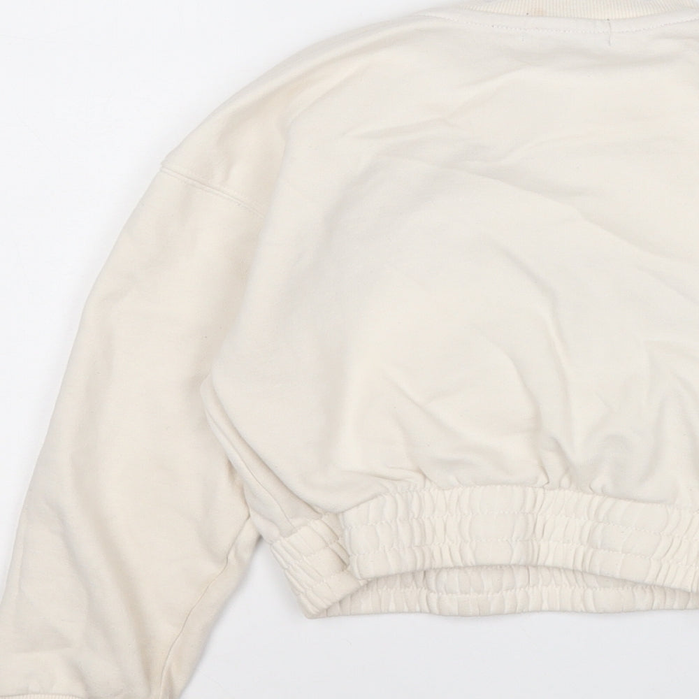 Primark Girls Beige  Cotton Pullover Sweatshirt Size 7-8 Years   - Positive Vibes