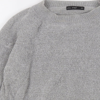 F&F Womens Grey Round Neck  Polyester Pullover Jumper Size 10