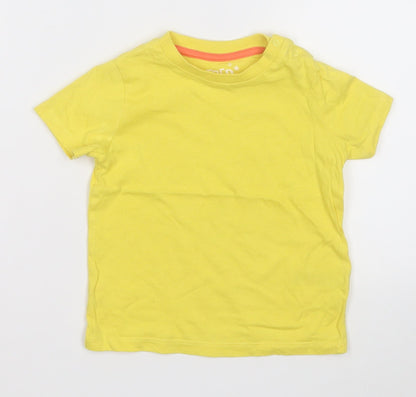F&F Boys Yellow  Cotton Basic T-Shirt Size 12-18 Months Round Neck