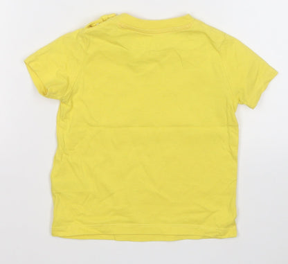 F&F Boys Yellow  Cotton Basic T-Shirt Size 12-18 Months Round Neck