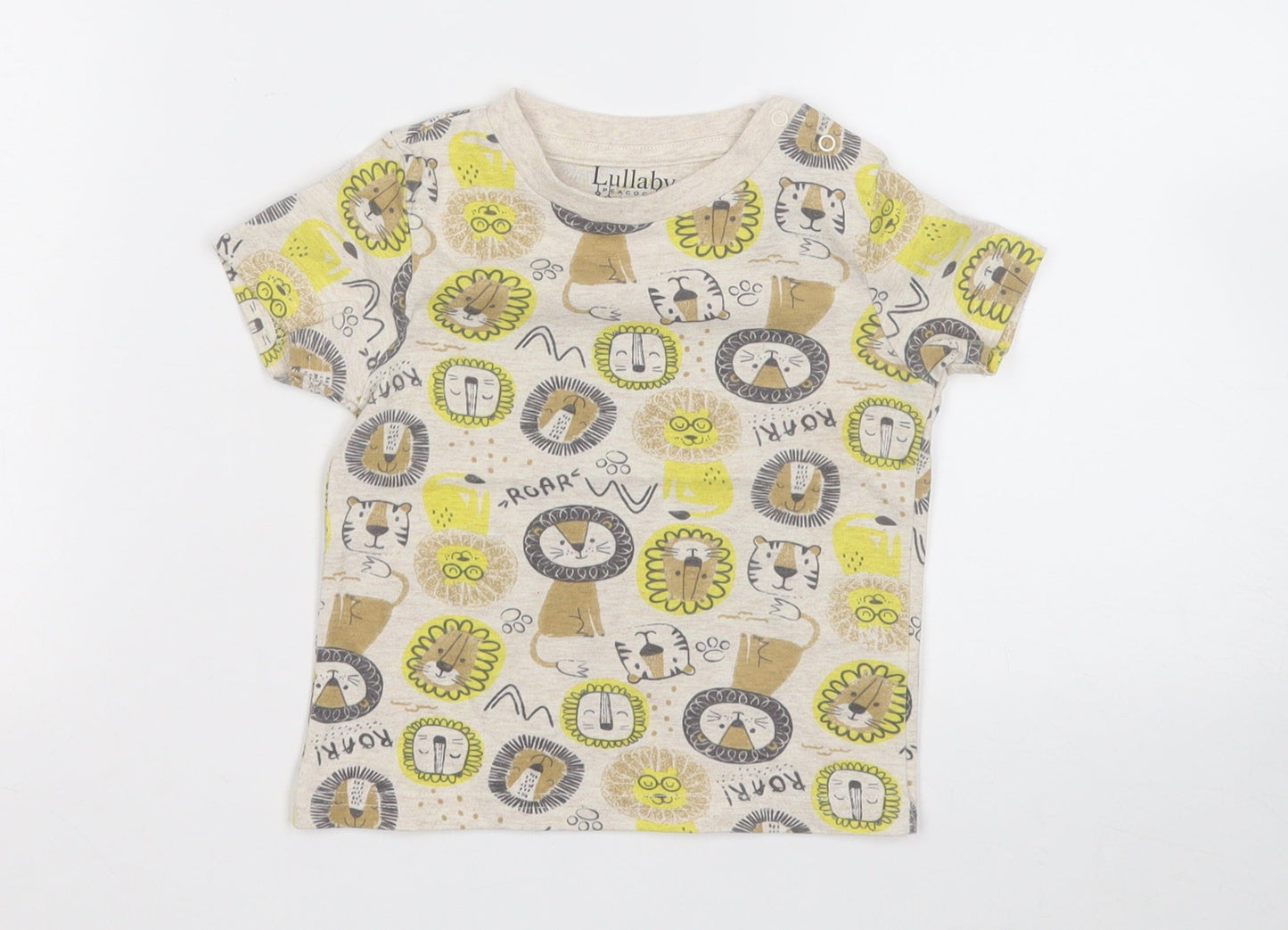 Peacocks Boys Multicoloured Geometric Cotton Basic T-Shirt Size 12 Months Round Neck  - Zoo Anmials