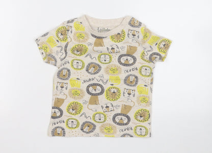 Peacocks Boys Multicoloured Geometric Cotton Basic T-Shirt Size 12 Months Round Neck  - Zoo Anmials