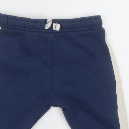 F&F Boys Blue Cotton Jogger Trousers Size 9 Months