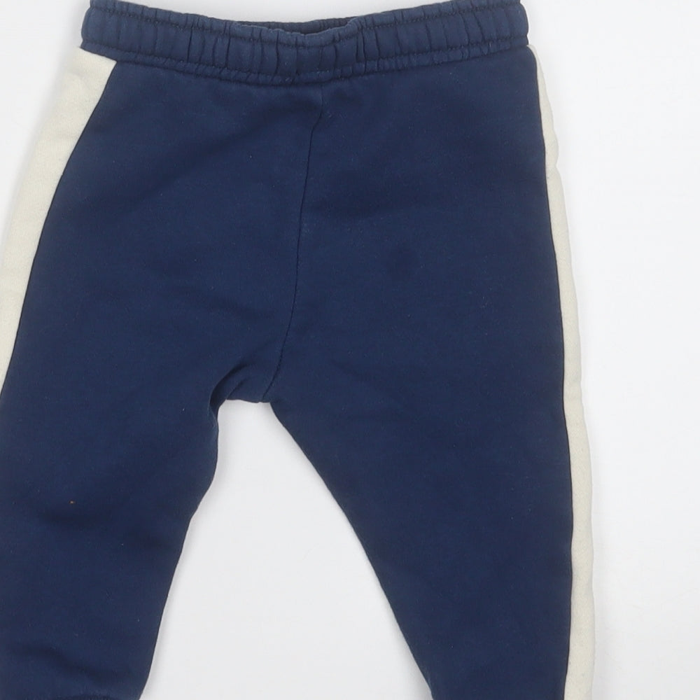 F&F Boys Blue Cotton Jogger Trousers Size 9 Months