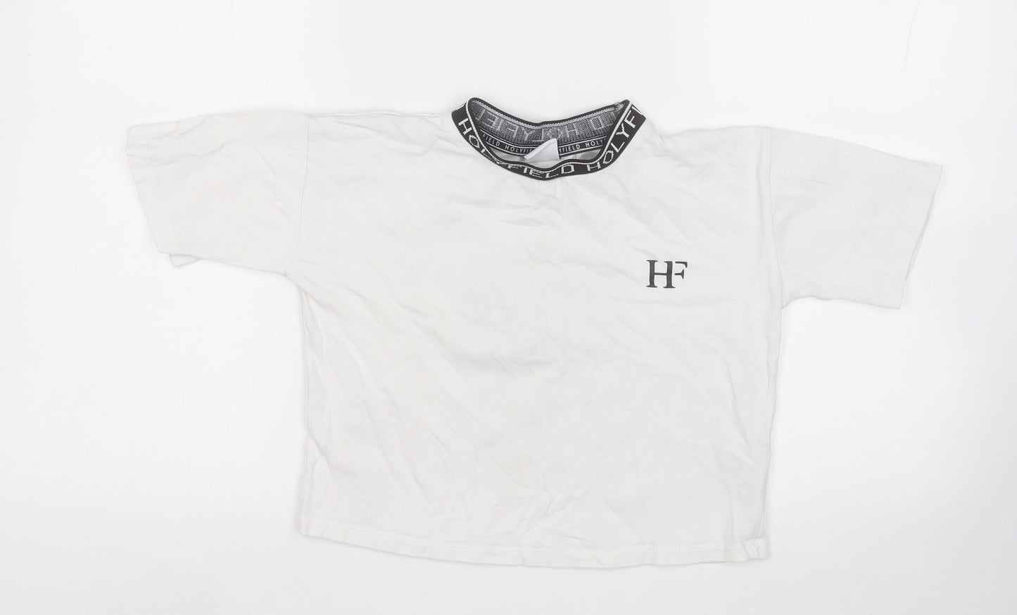 holyfield Girls White Cotton Basic T-Shirt Size 8-9 Years Round Neck