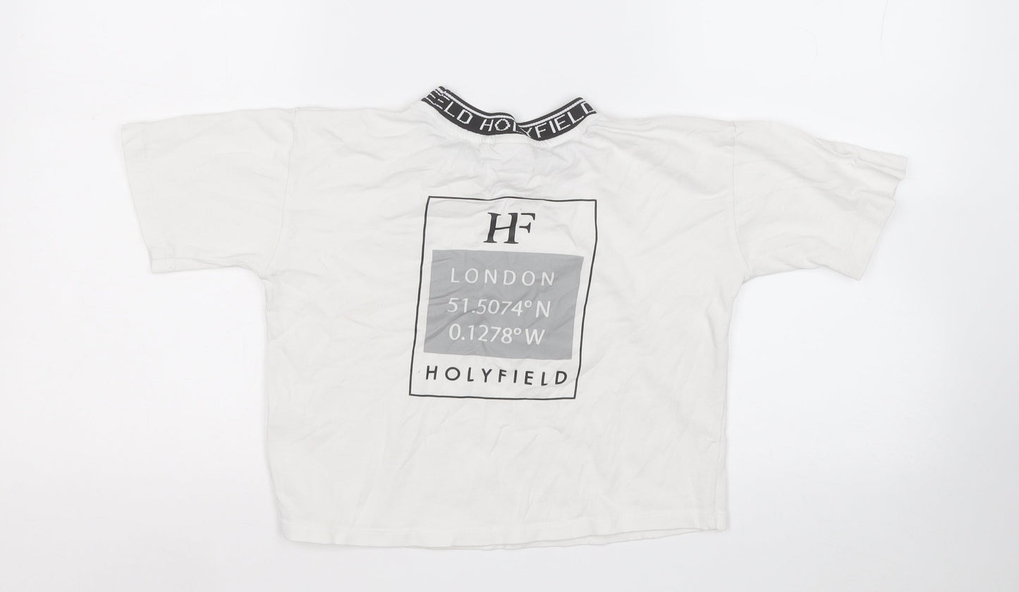 holyfield Girls White Cotton Basic T-Shirt Size 8-9 Years Round Neck