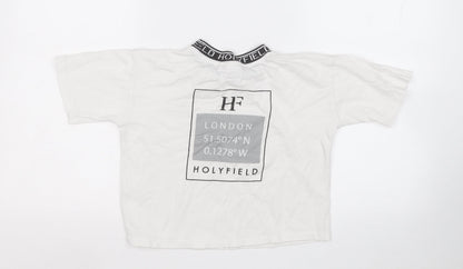 holyfield Girls White Cotton Basic T-Shirt Size 8-9 Years Round Neck