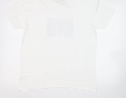 anastasia knightsworth Womens White Cotton Basic T-Shirt Size M Round Neck - Priceless
