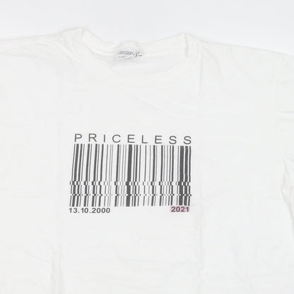 anastasia knightsworth Womens White Cotton Basic T-Shirt Size M Round Neck - Priceless