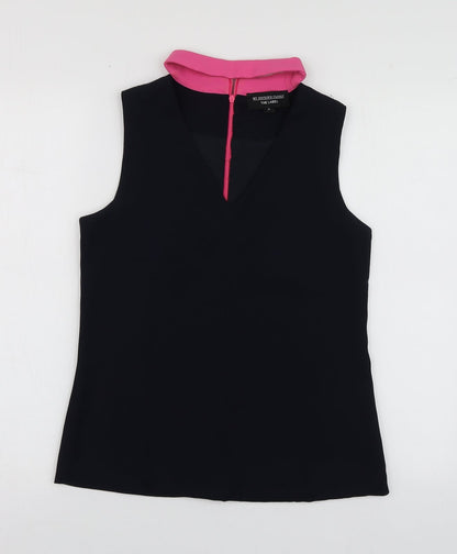 The Label Womens Blue  Polyester Basic Blouse Size 6 V-Neck