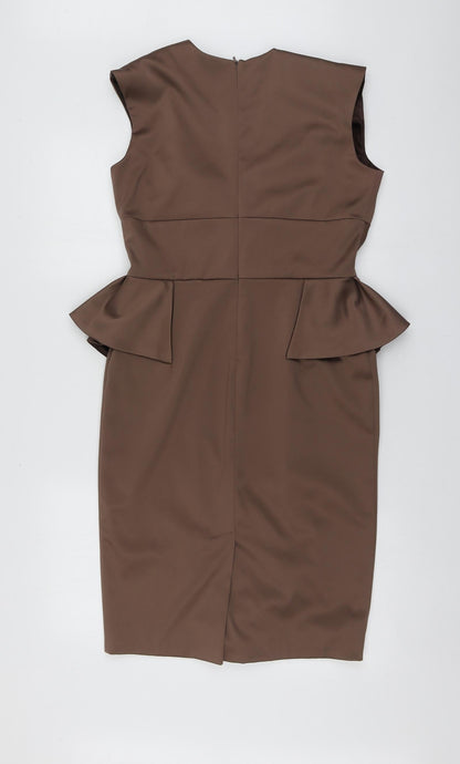 Hunters&Gatherers Womens Brown Geometric Polyester A-Line  Size M  V-Neck