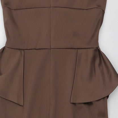 Hunters&Gatherers Womens Brown Geometric Polyester A-Line  Size M  V-Neck