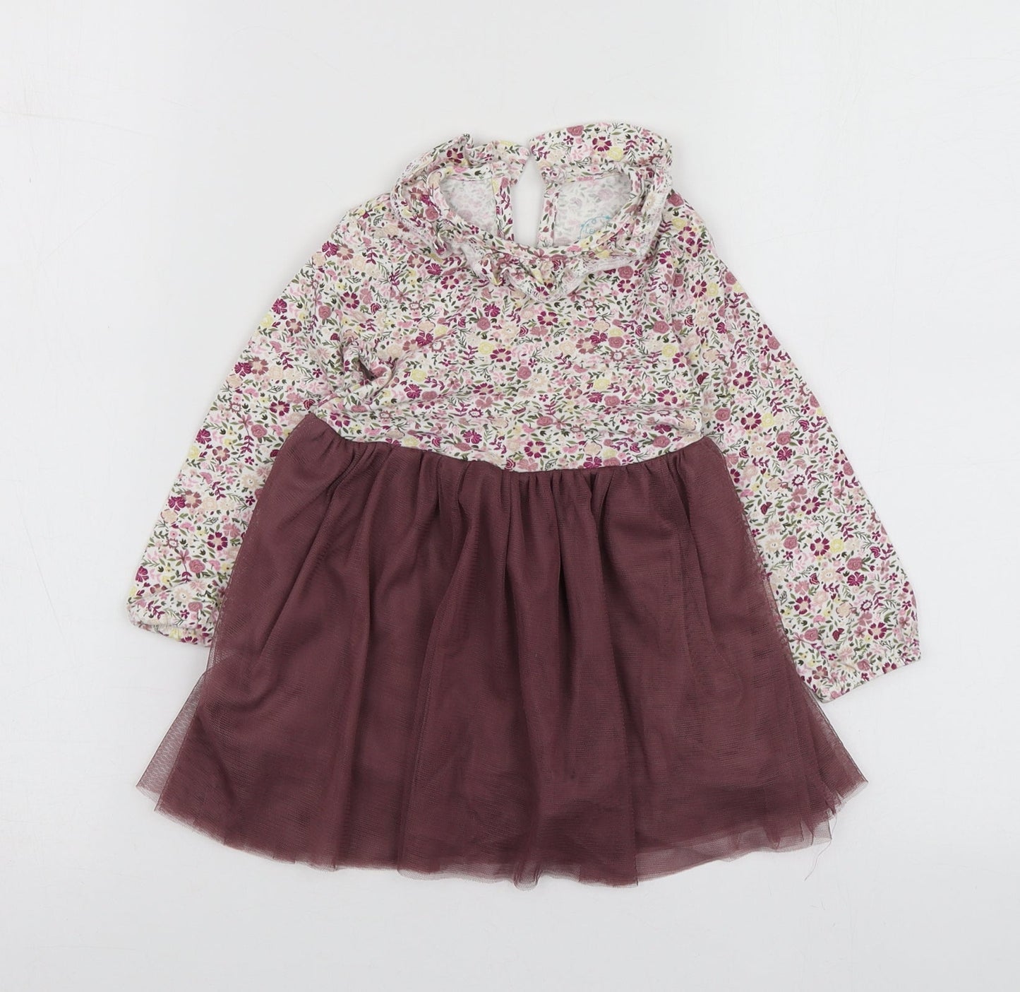 Willow Girls Purple Geometric 100% Cotton Skater Dress  Size 12-18 Months  Round Neck