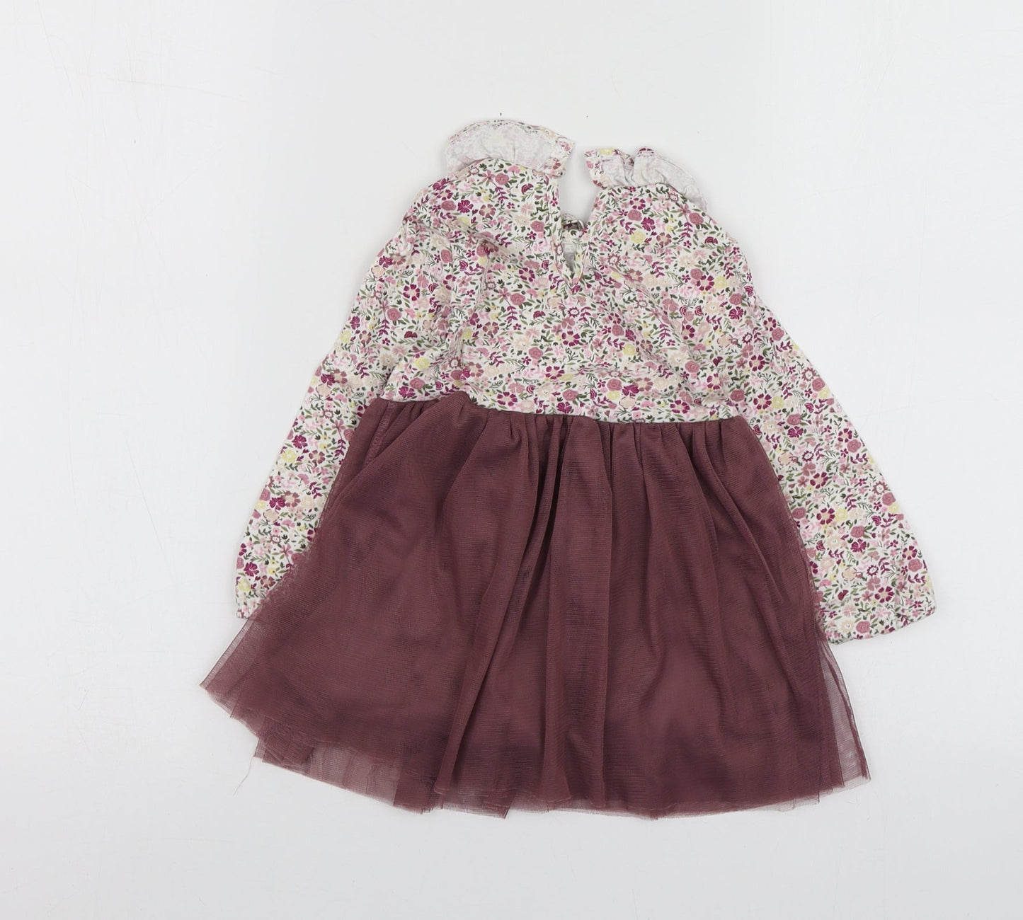 Willow Girls Purple Geometric 100% Cotton Skater Dress  Size 12-18 Months  Round Neck