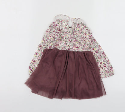 Willow Girls Purple Geometric 100% Cotton Skater Dress  Size 12-18 Months  Round Neck