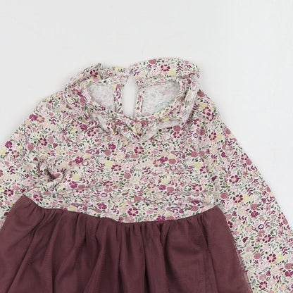 Willow Girls Purple Geometric 100% Cotton Skater Dress  Size 12-18 Months  Round Neck