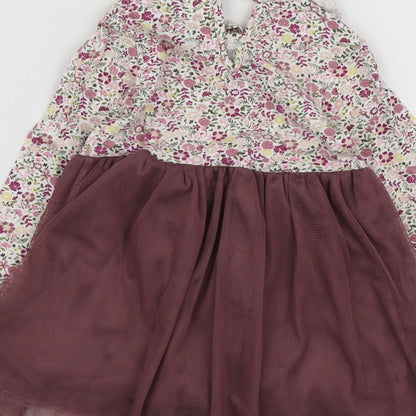 Willow Girls Purple Geometric 100% Cotton Skater Dress  Size 12-18 Months  Round Neck