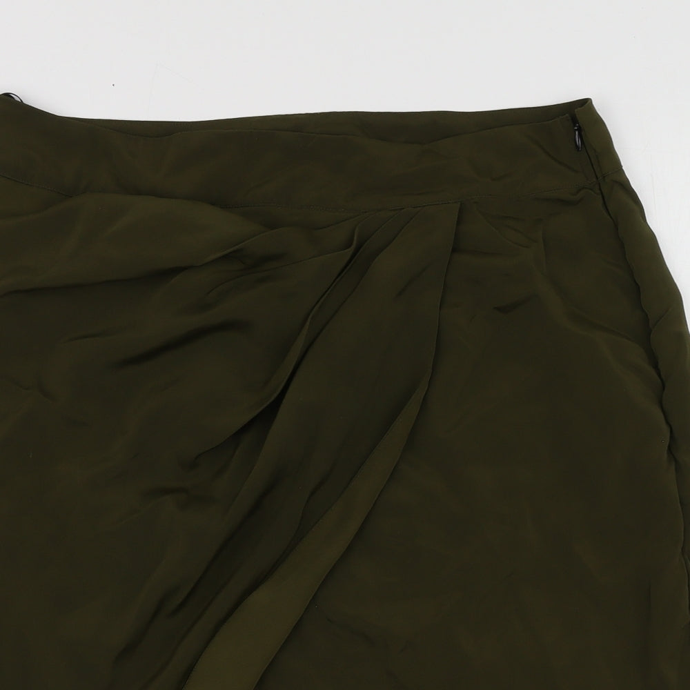 eShakti Womens Green Polyester A-Line Skirt Size 14