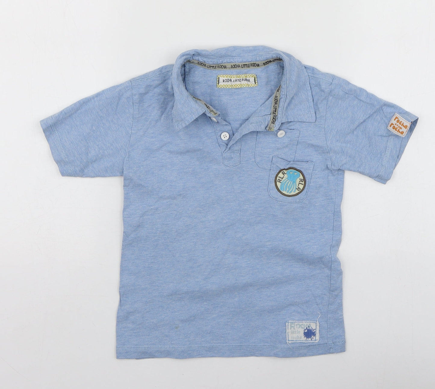 Rocha Boys Blue Cotton Basic Polo Size 4-5 Years Collared