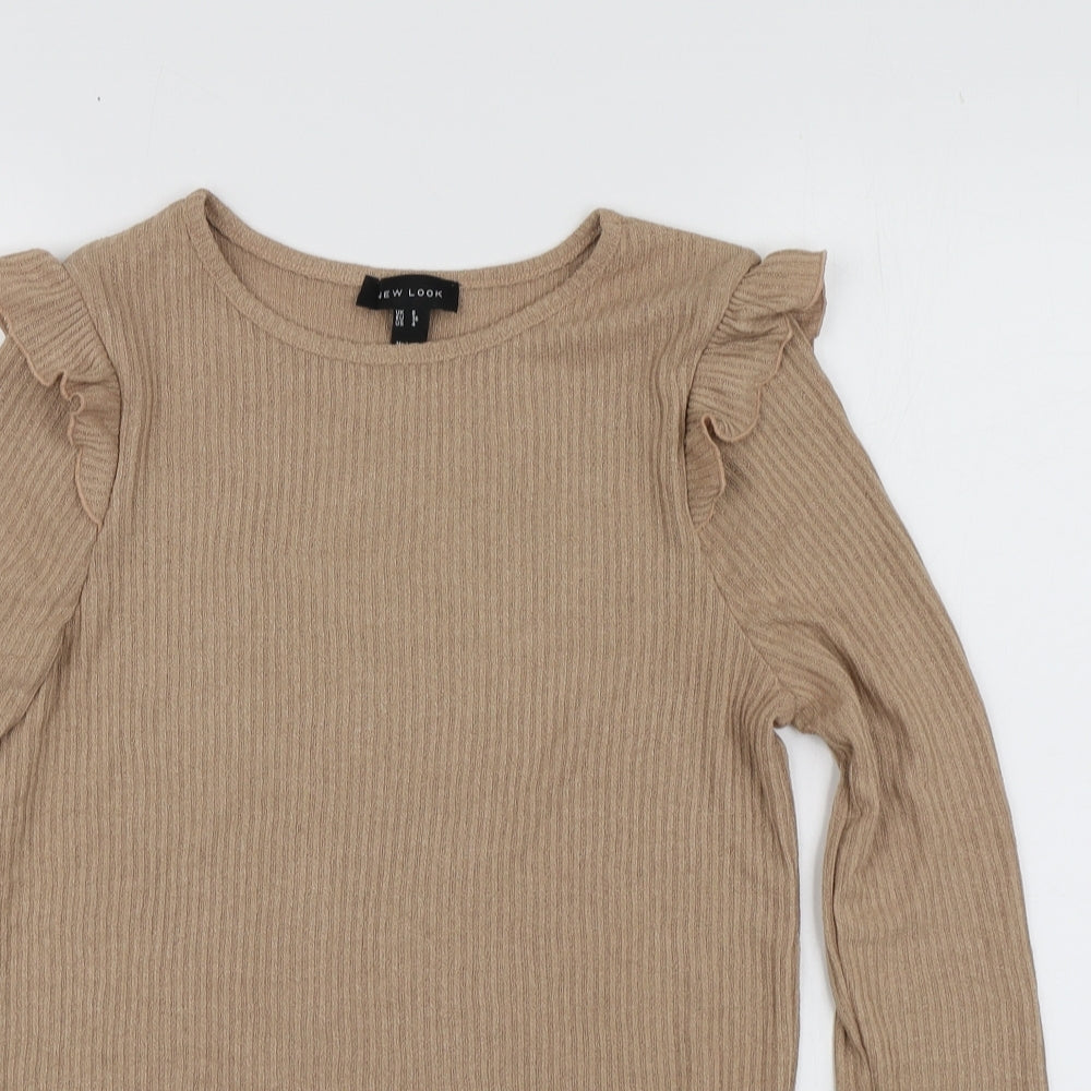 Womens UK Size 8 New Look Beige Basic T-Shirt