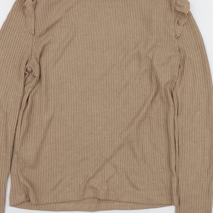 Womens UK Size 8 New Look Beige Basic T-Shirt