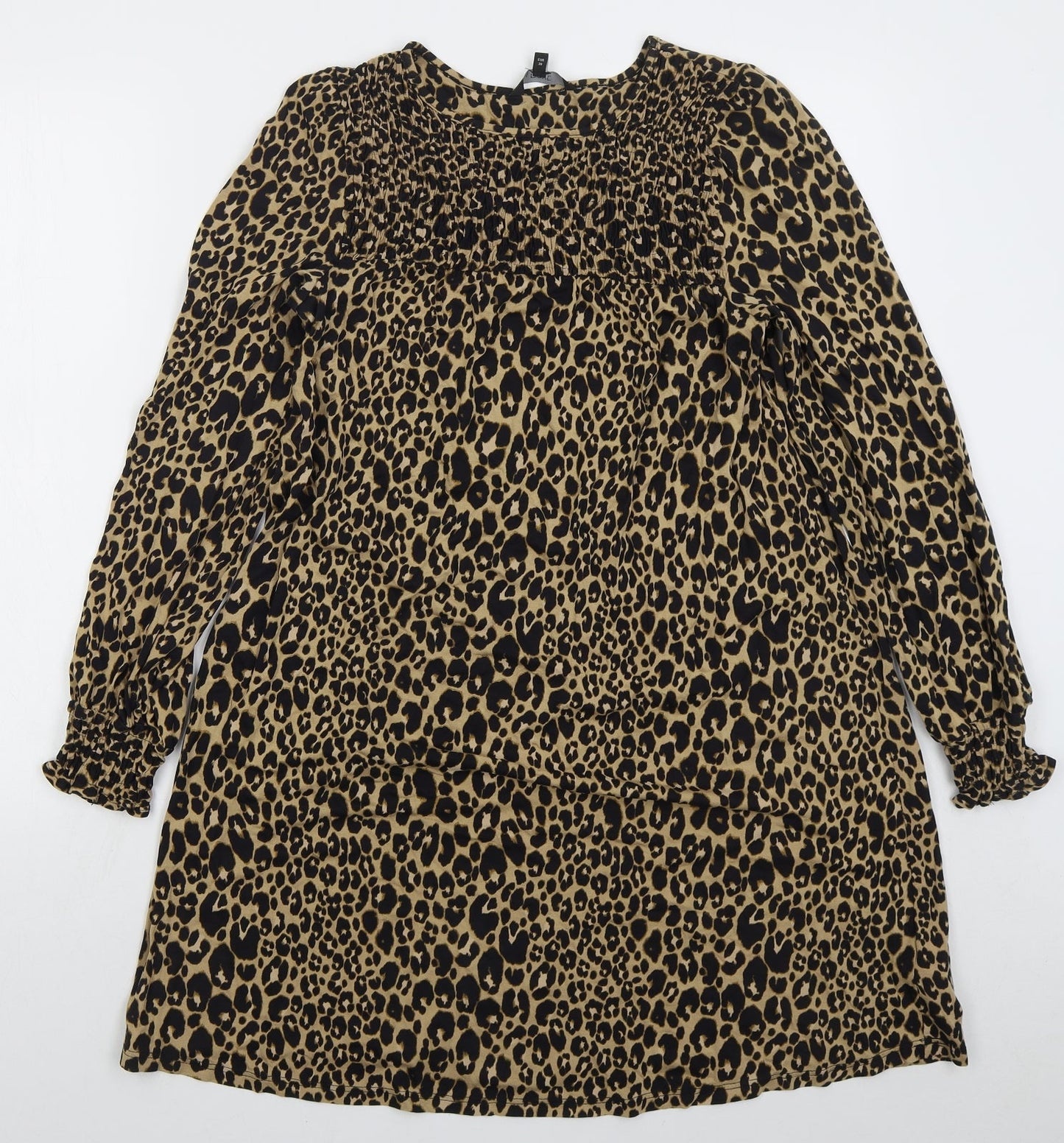 NEXT Womens Brown Animal Print Viscose Sheath  Size 10  Round Neck Pullover