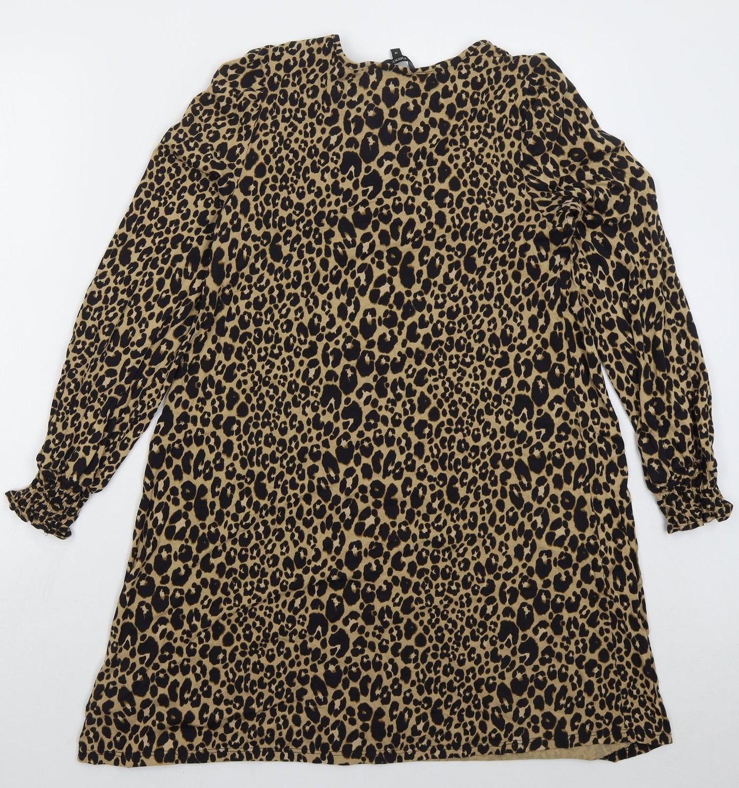 NEXT Womens Brown Animal Print Viscose Sheath  Size 10  Round Neck Pullover