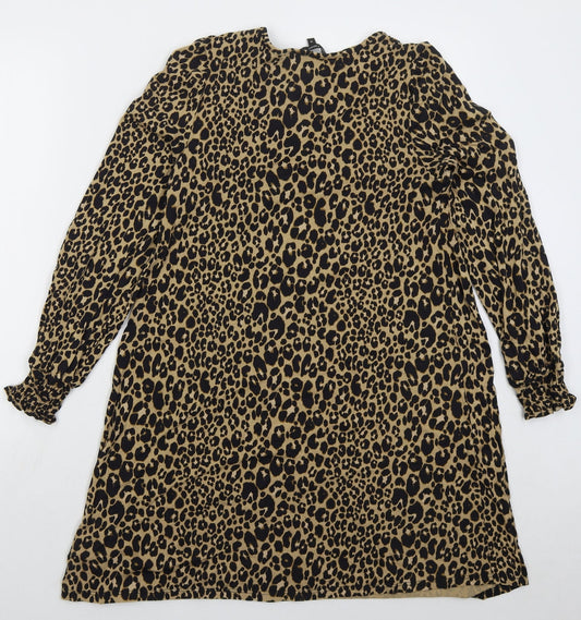 NEXT Womens Brown Animal Print Viscose Sheath  Size 10  Round Neck Pullover